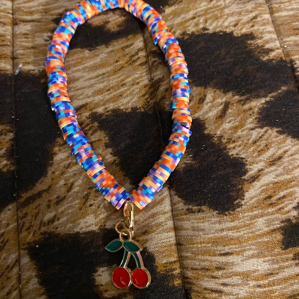 Handcrafted bracelet with cherry charm